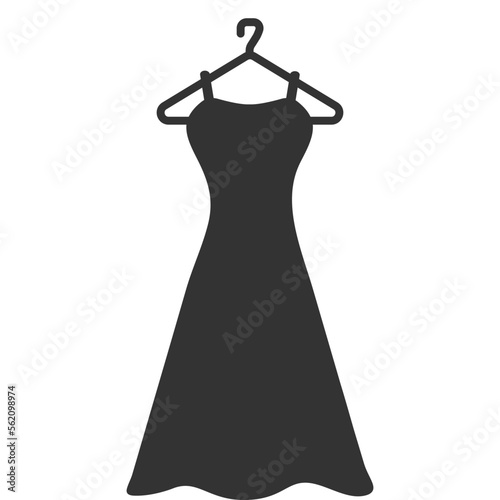 Dress on a hanger. Vector flat icon