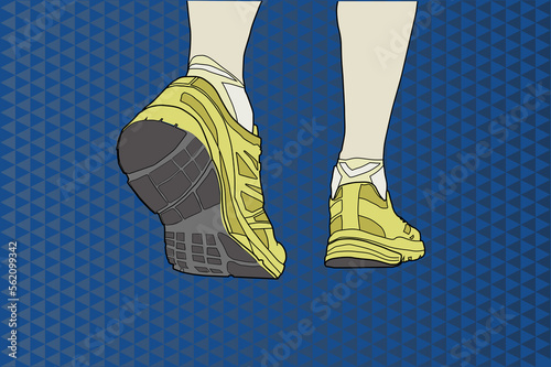Ilustración de una pies calzados con zapatillas de deporte.