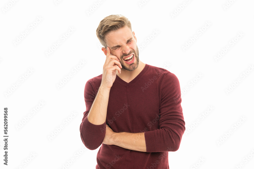 man with headache isolated on white. man with headache in studio. man with headache man with headache isolated on white. man with headache in studio. man with headache