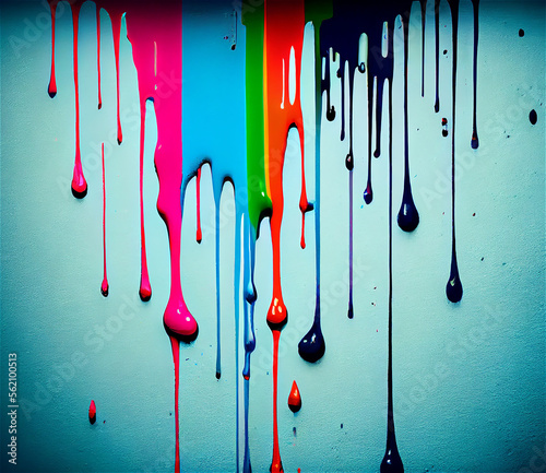 Multicolor paint dipping of a wall ideal for arts and crafts backgrounds  generative AI