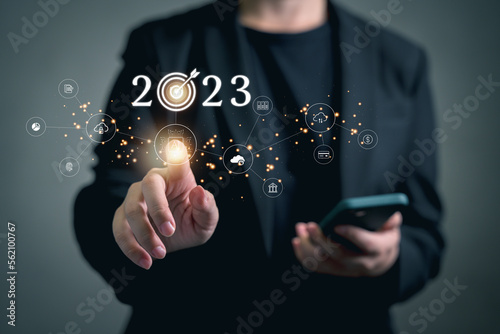 AI chip, new technology bigdata and business design concept for new year target.