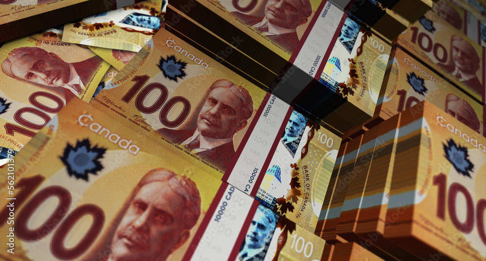 Canada Canadian dollar 100 CAD banknote money 3d illustration