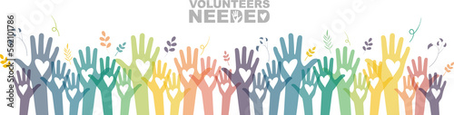 Volunteers Needed banner. Transparent background.
