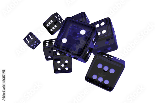 Photography Glassy Blue Dices 3D Render Illustration