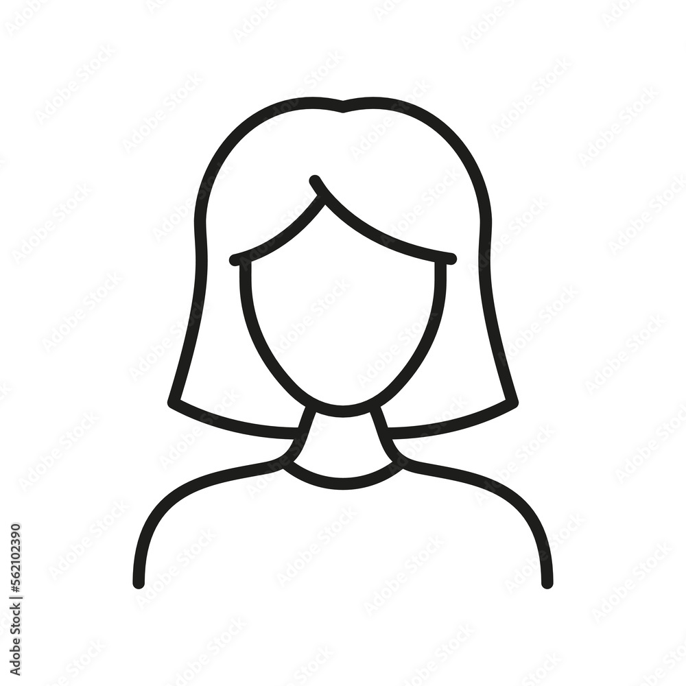 Woman Line Icon. Female Linear Pictogram. Businesswoman, Politician Lady Outline Icon. Business Manager. Beautiful Girl's Profile Avatar Symbol. Editable Stroke. Isolated Vector Illustration Woman Line Icon. Female Linear Pictogram. Businesswoman, Politician Lady Outline Icon. Business Manager. Beautiful Girl's Profile Avatar Symbol. Editable Stroke. Isolated Vector Illustration