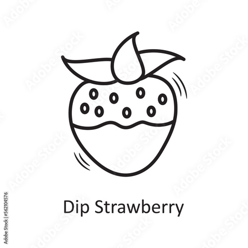 Dip Strawberry vector outline hand draw Icon design illustration. Valentine Symbol on White background EPS 10 File