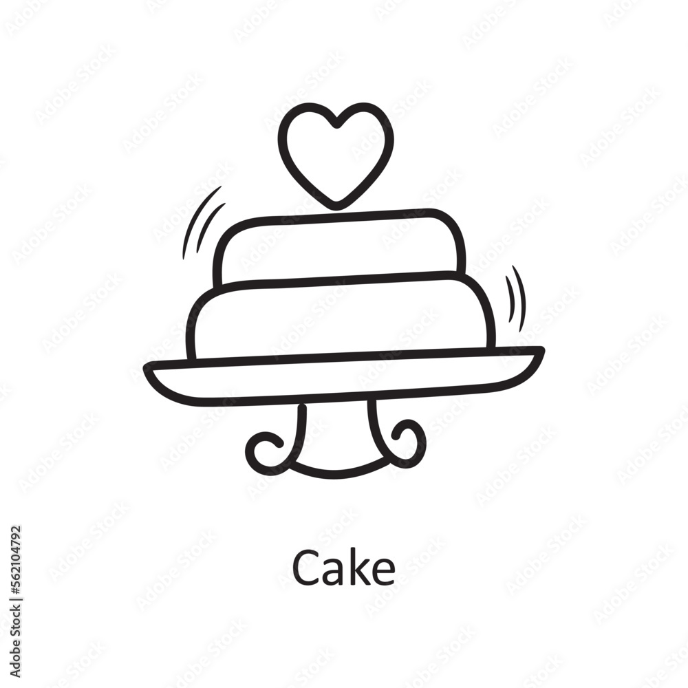 Cake vector outline hand draw Icon design illustration. Valentine Symbol on White background EPS 10 File Cake vector outline hand draw Icon design illustration. Valentine Symbol on White background EPS 10 File