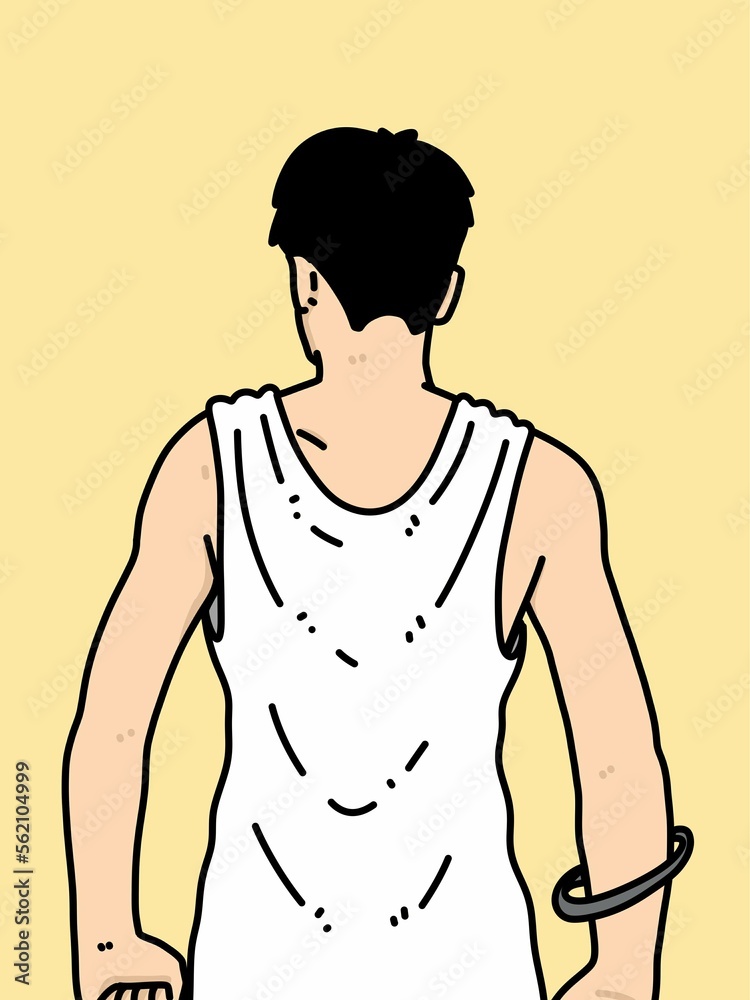 Fototapeta premium cute man cartoon on yellow background