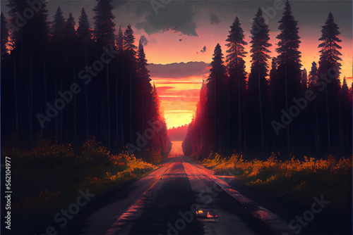 Country road in the forest ...