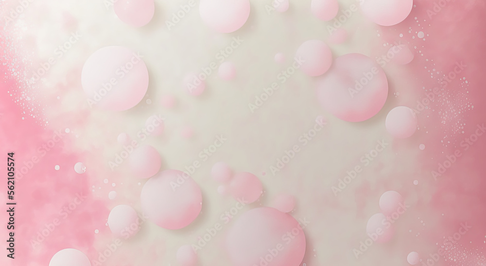 Pink and white background with a lot of bubbles. Generative AI.

