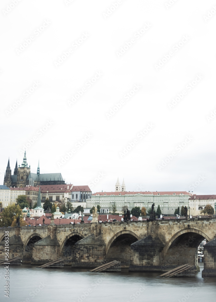 View Towards Charles Bridge Over The River Vltava In Prague, Czech Republic