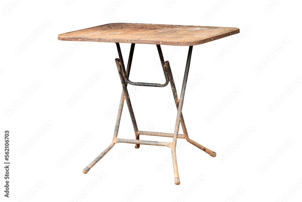 Rust old steel folding table dirty with scratches