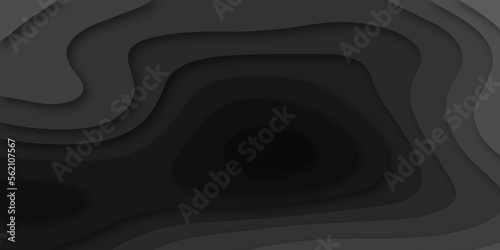 Abstract black Papercut banner concept. Paper carve black background for card poster brochure flyer design in lines black colors. Vector illustration. Cover layout template. Material design concept.