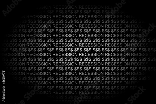 Vector background with dollar sign and inscription recession, weakening dollar, world economic crisis and decline in purchasing power