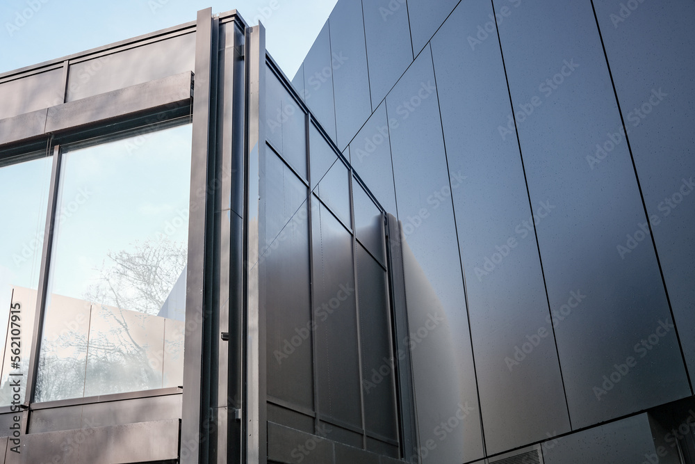 Double exposure modern office building with windows Double exposure modern office building with windows