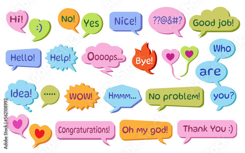 speech bubbles of various shapes,
다양한 형태의 말풍선들