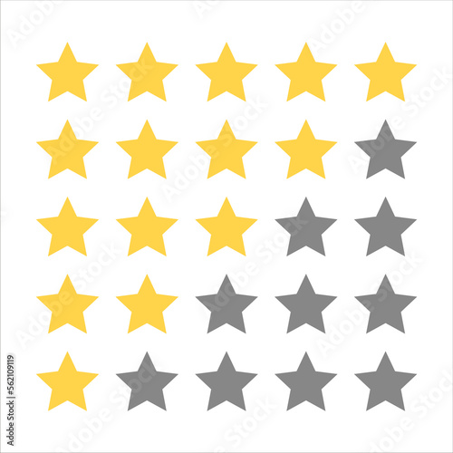 five stars  product rating  service icon  vector  illustration  symbol on a white background