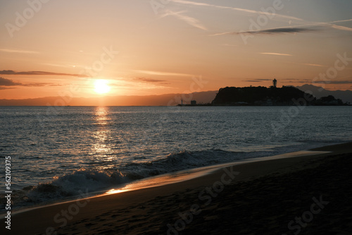 日本風景江ノ島夕焼け