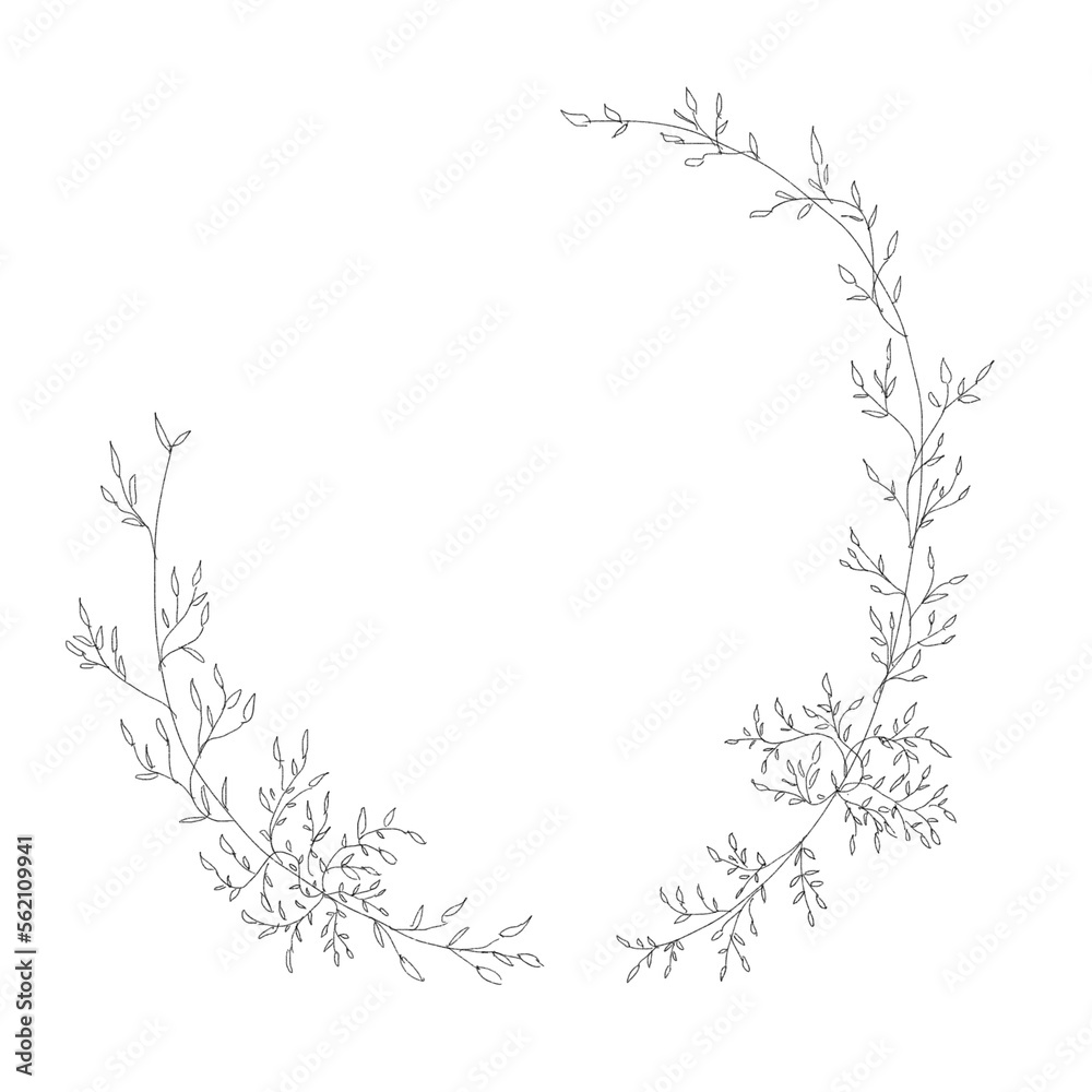 Naklejka premium Minimal Line Wreath Illustration