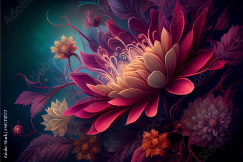 Fantasy floral background.. Generative AI