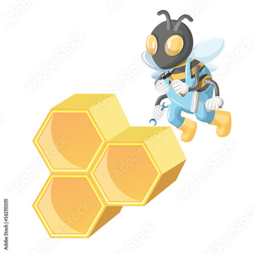 Vector image of a honeycomb bee. Cartoon. EPS 10