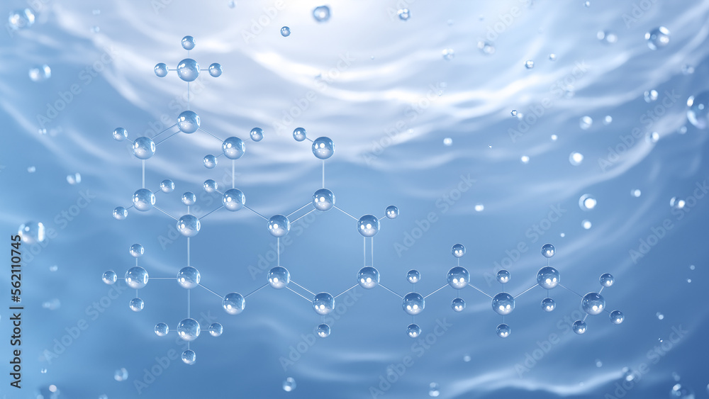 delta8tetrahydrocannabinol molecular structure, 3d model molecule