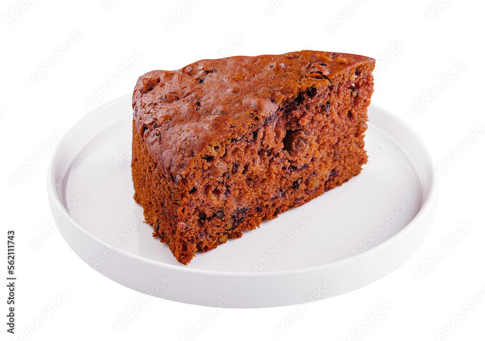 Hot chocolate brownie with walnuts on white Hot chocolate brownie with walnuts on white