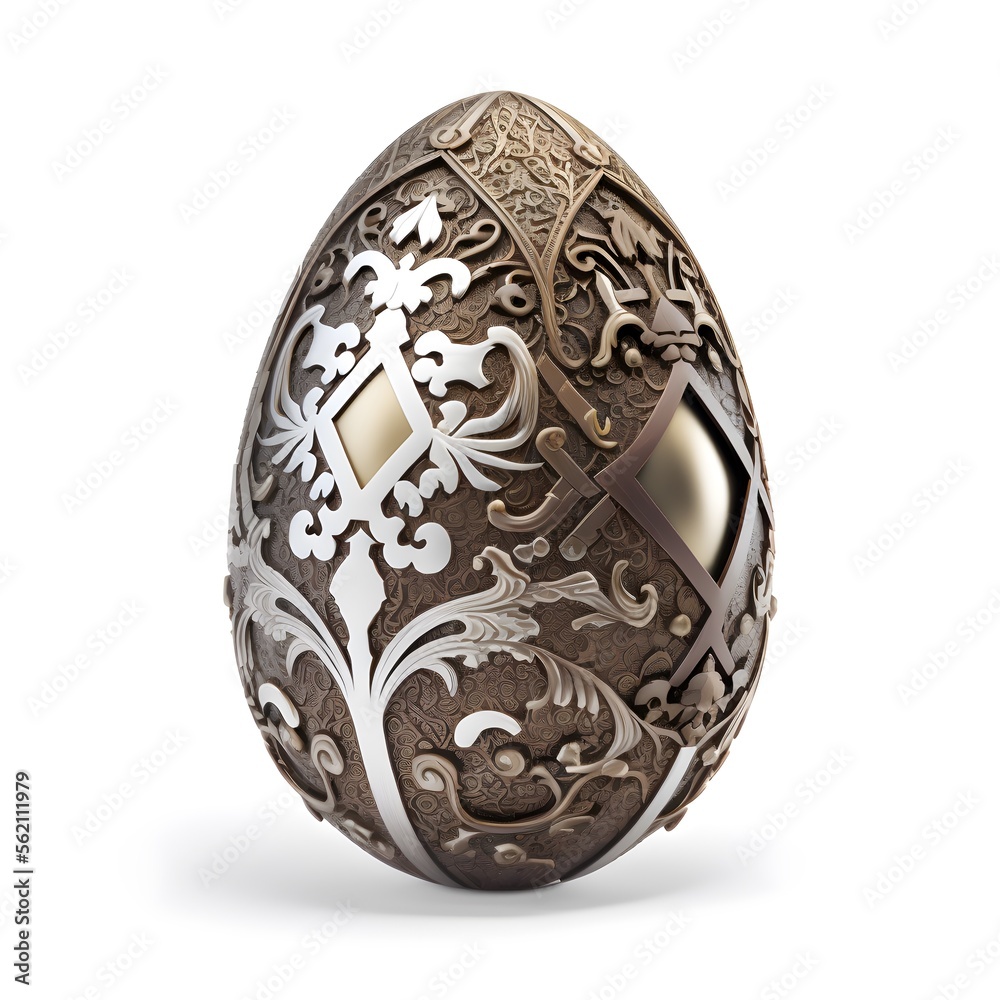 Copper Easter Egg. Generative AI Illustration. Knight Metal Style. Copper Easter Egg. Generative AI Illustration. Knight Metal Style.