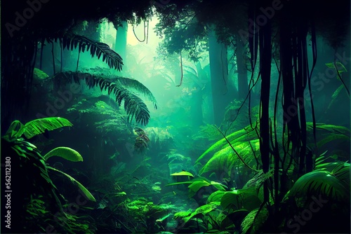 Rain Forest Background.. Generative AI