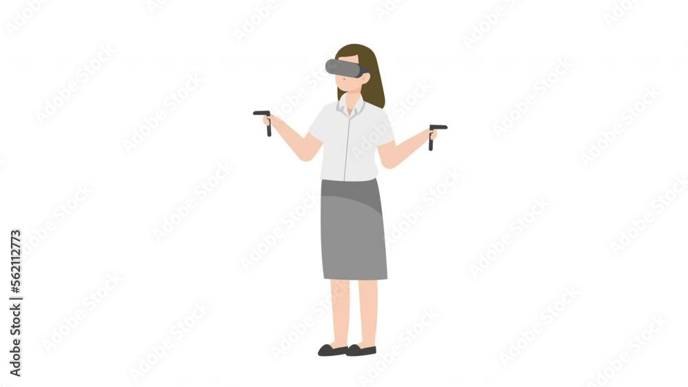 Business woman using Metaverse technology using VR goggles Business woman using Metaverse technology using VR goggles