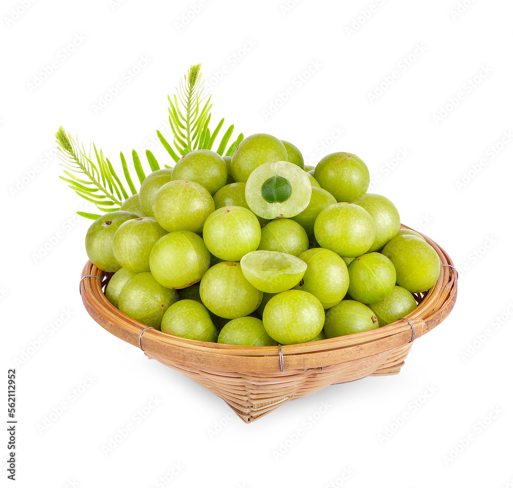Indian gooseberry in a bamboo tray isolated on transparent background (.PNG) Indian gooseberry in a bamboo tray isolated on transparent background (.PNG)