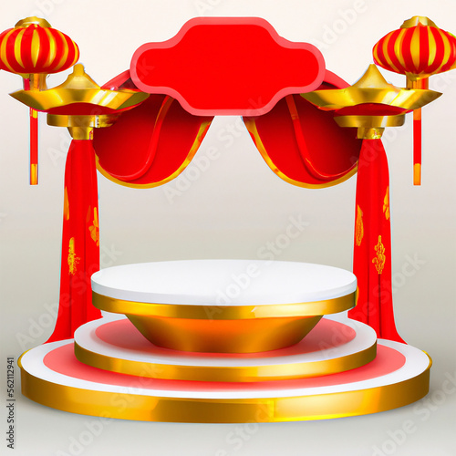 3d chinese new year product podium Background Design