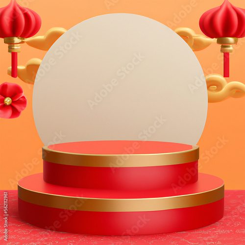 chinese new year product 3d podium display
