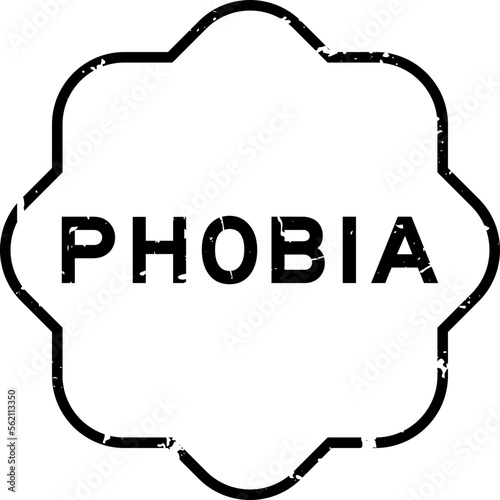 Grunge black phobia word rubber seal stamp on white background