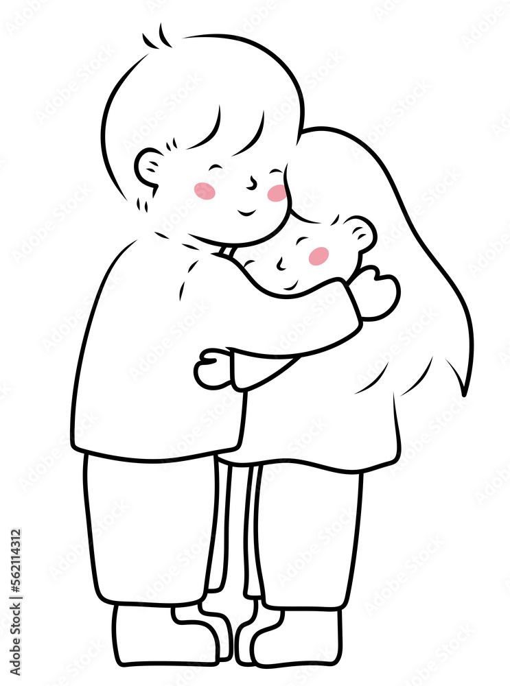 Boy and girl are hugging. Couple in love. St. Valentine's Day. World Hug Day.
