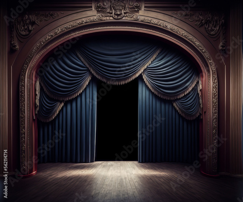Elegant theatre stage curtain background. Generative ai