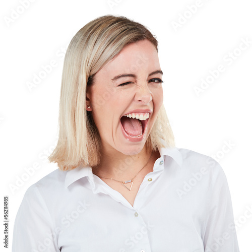 A young businesswoman winking isolated on a PNG background.