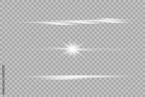 Horizontal glare. horizontal beams of light. Beautiful light flashes. Glowing stripes background.