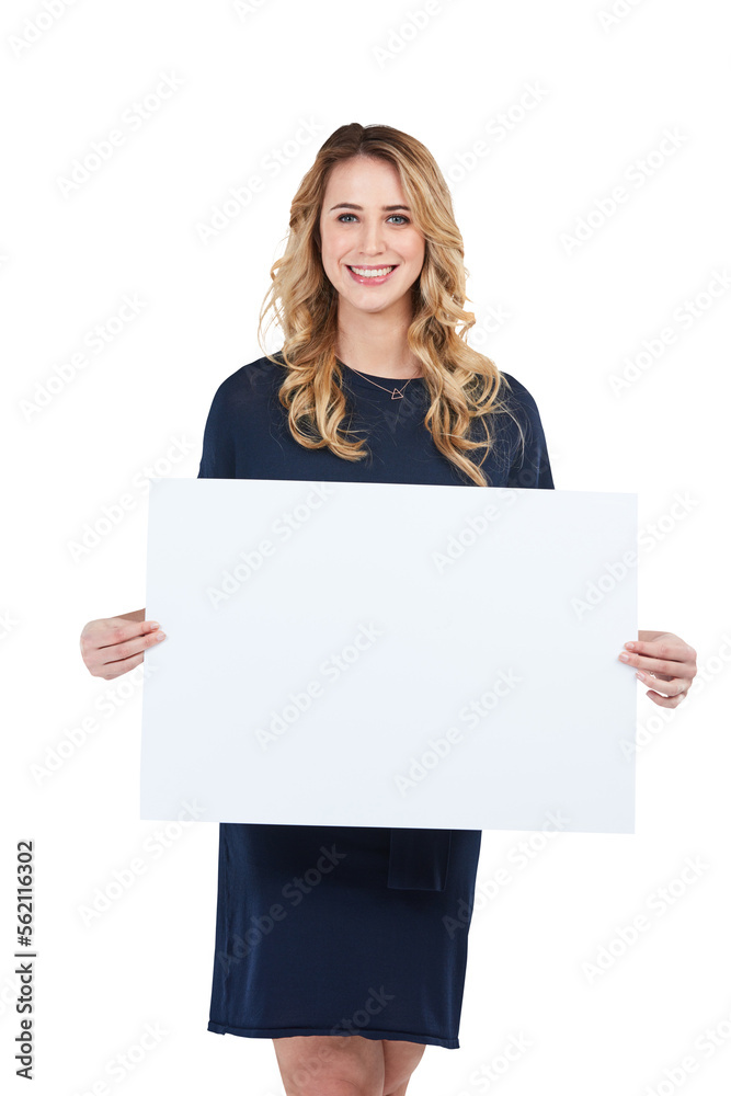 An attractive young woman holding a blank placard isolated on a PNG background. An attractive young woman holding a blank placard isolated on a PNG background.