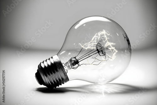 Simple lightbulb desing with white background generative AI