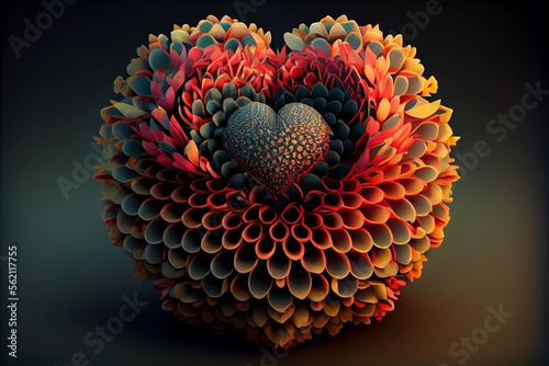 victorian heart embraced by colorful leaves photo