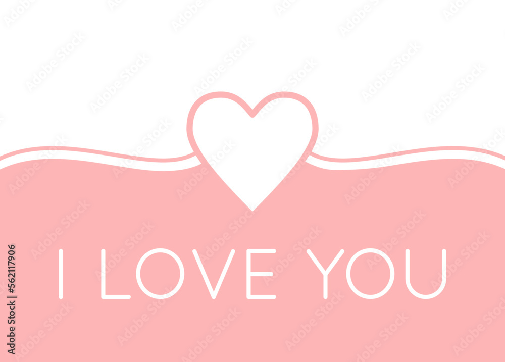 I LOVE YOU greeting card with heart in pink and white