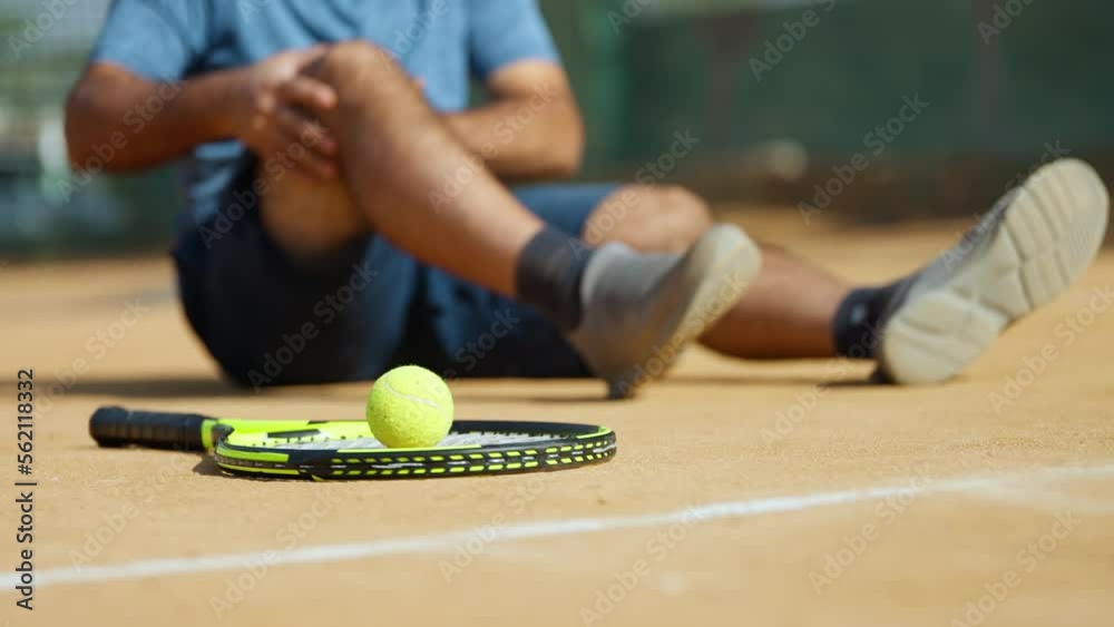 Close up shot of fallen injured senior man suffering from knee pain