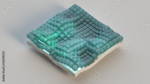 Isometric glass cubes 3D Re...