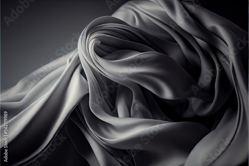 Silk luxury smooth billowing, grey fabric (ai generated)