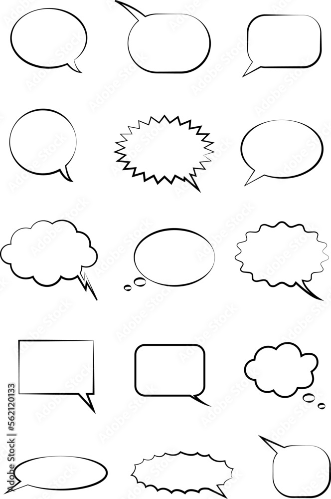 Fototapeta premium Set of blank empty white speech bubbles on isolated white background. Vector illustration.