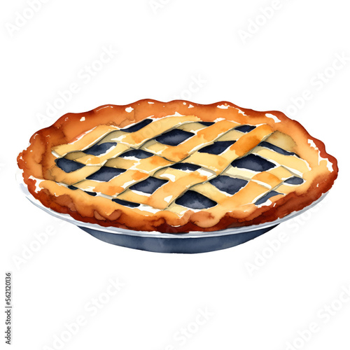 pie hand drawn with watercolor painting style illustration