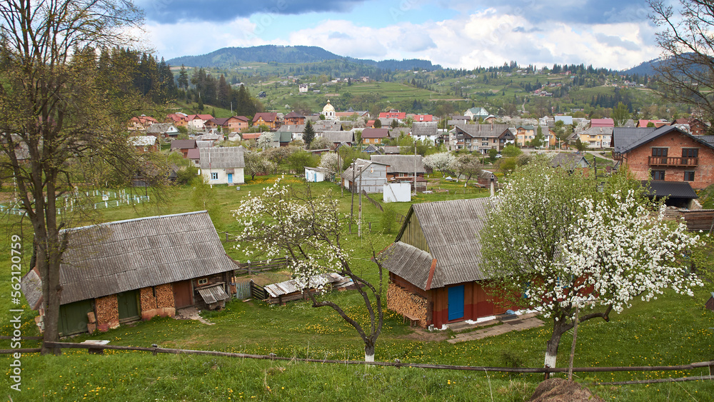 View of Slavske in Carpathian Mountains, Ukraine