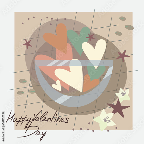 greeting card cup with white and pink hearts photo