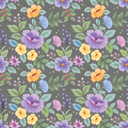 Beautiful flowers design seamless pattern. Can be used for fabric textile wallpaper.